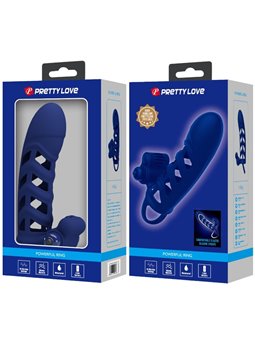 Pretty Love Altaf - Anello Fallico Vibrante con Guaina in Silicone Blu
