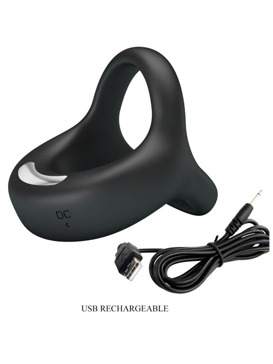 Pretty Love Elliott - Anello Fallico Vibrante in Silicone Nero