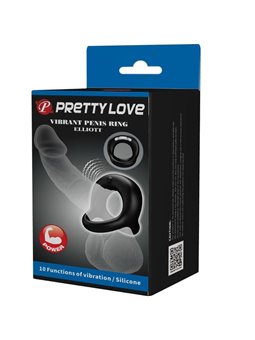 Pretty Love Elliott - Anello Fallico Vibrante in Silicone Nero