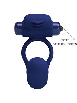 Pretty Love Ajmal - Anello Fallico Vibrante con Plug Anale Blu
