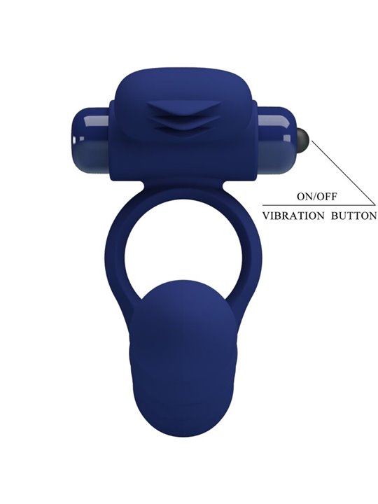 Pretty Love Ajmal - Anello Fallico Vibrante con Plug Anale Blu