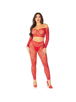 Leg Avenue - Crop Top + Calze Rosso Taglia Unica