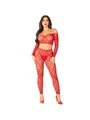 Leg Avenue - Crop Top + Stockings Red One Size
