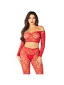 Leg Avenue - Crop Top + Stockings Red One Size