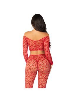 Leg Avenue - Crop Top + Stockings Red One Size