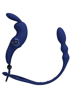 Pretty Love Ayad - Anello Fallico Vibrante con Plug Anale Blu
