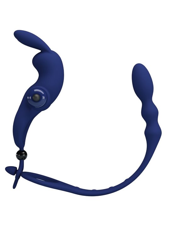 Pretty Love Ayad - Anello Fallico Vibrante con Plug Anale Blu