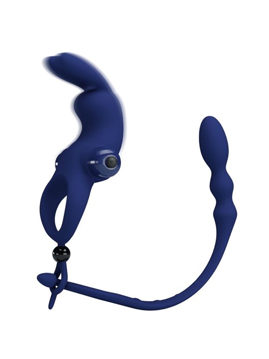 Pretty Love Ayad - Anello Fallico Vibrante con Plug Anale Blu
