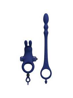Pretty Love Ayad - Anello Fallico Vibrante con Plug Anale Blu