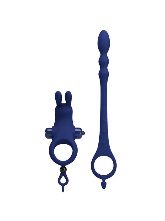 Pretty Love Ayad - Anello Fallico Vibrante con Plug Anale Blu