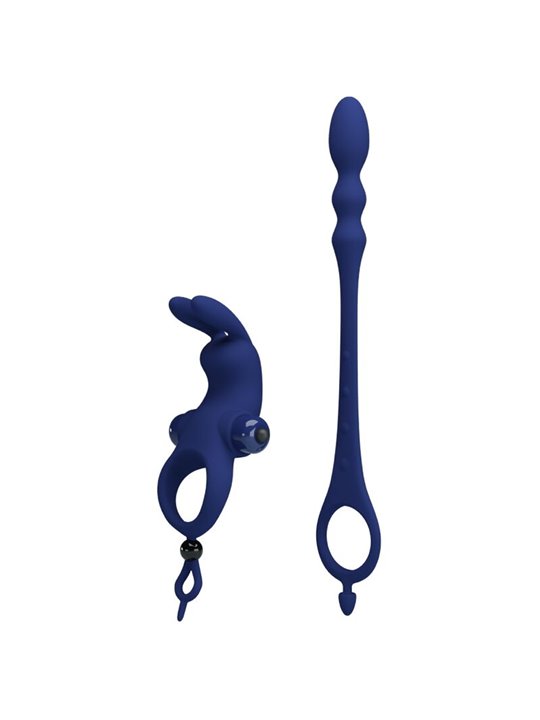 Pretty Love Ayad - Anello Fallico Vibrante con Plug Anale Blu