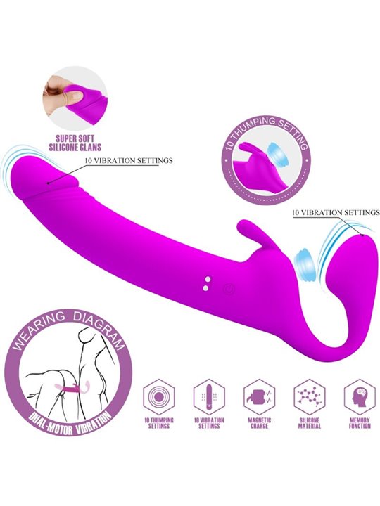 Pretty Love Zanini - Strapless Strap-On 10 Vibrazioni Viola