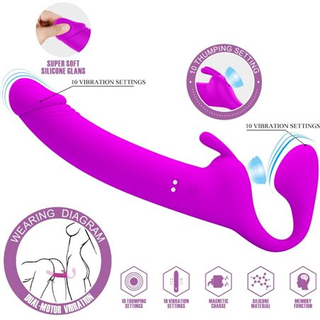 Pretty Love Zanini - Strapless Strap-On 10 Vibrazioni Viola