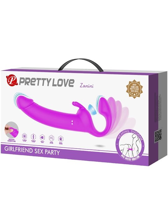 Pretty Love - Zanini Strapless Strap-On 10 Vibrations Purple