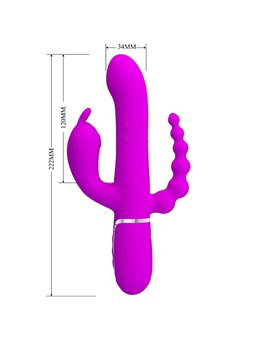 Pretty Love Cammy - Vibratore Rabbit Triplo Multifunzione 4 in 1 Rosa