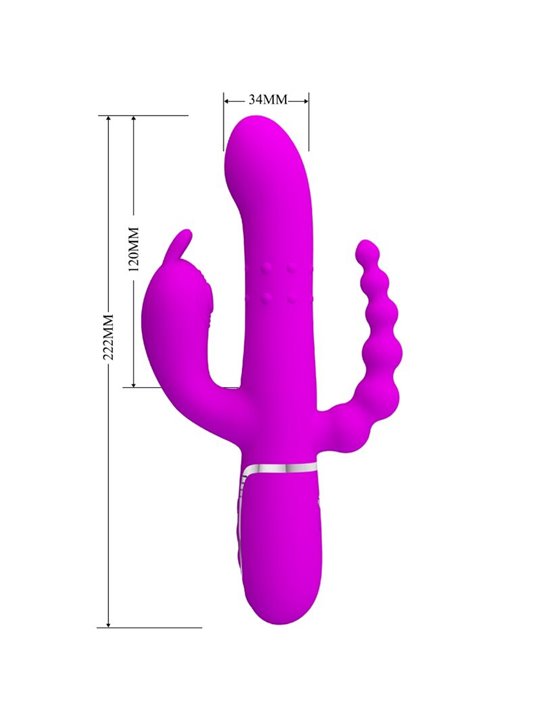 Pretty Love Cammy - Vibratore Rabbit Triplo Multifunzione 4 in 1 Rosa