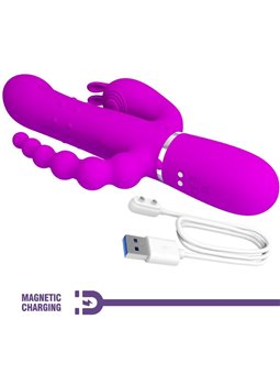 Pretty Love Cammy - Vibratore Rabbit Triplo Multifunzione 4 in 1 Rosa