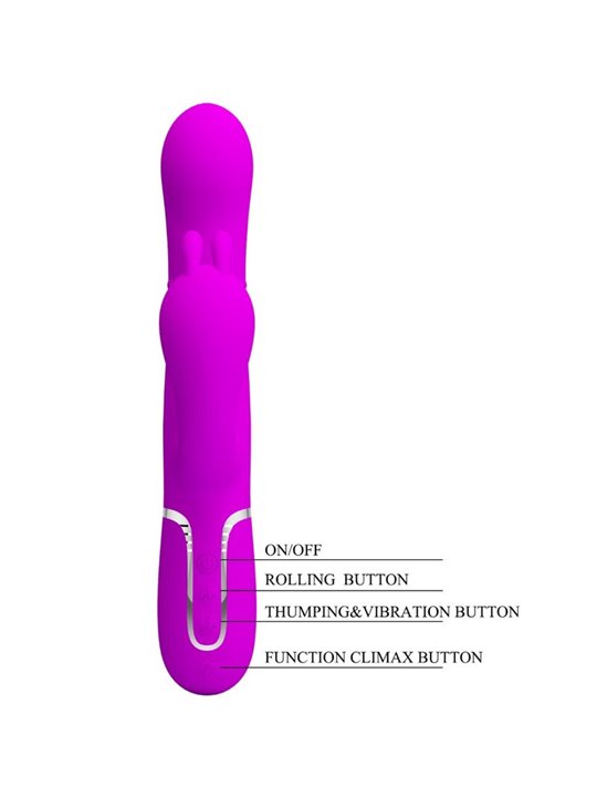 Pretty Love Cammy - Vibratore Rabbit Triplo Multifunzione 4 in 1 Rosa