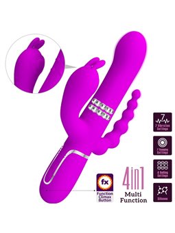 Pretty Love Cammy - Vibratore Rabbit Triplo Multifunzione 4 in 1 Rosa