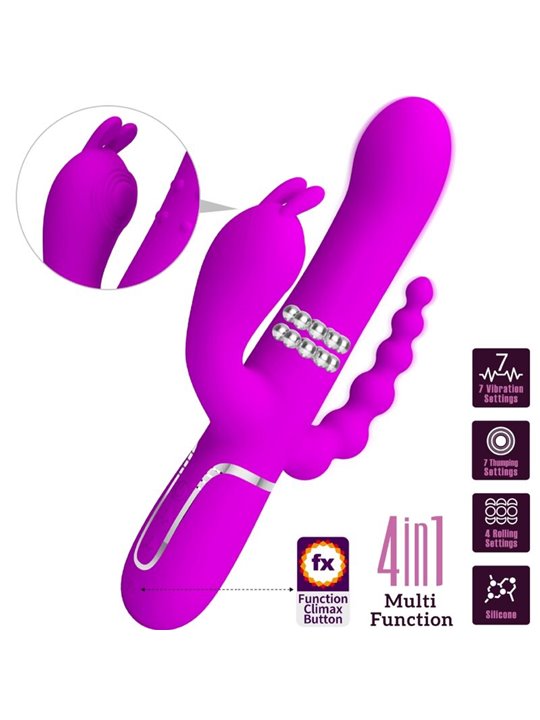 Pretty Love Cammy - Vibratore Rabbit Triplo Multifunzione 4 in 1 Rosa