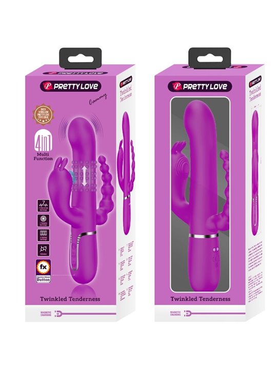Pretty Love Cammy - Vibratore Rabbit Triplo Multifunzione 4 in 1 Rosa