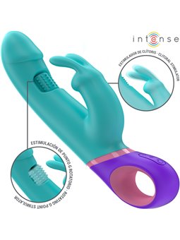Intense Monica - Vibratore Rabbit con Stimolatore Punto G Rotante Blu