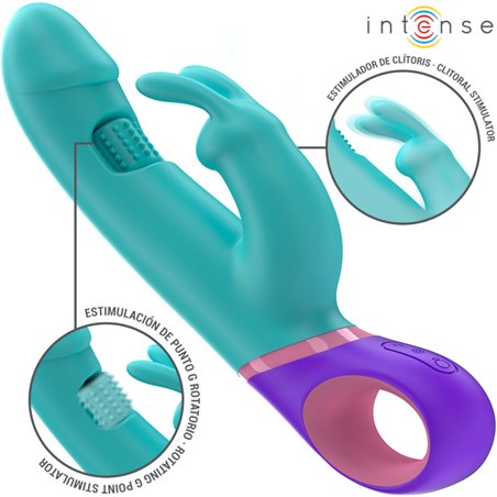 Intense Monica - Vibratore Rabbit con Stimolatore Punto G Rotante Blu