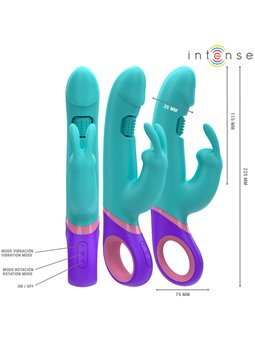 Intense Monica - Vibratore Rabbit con Stimolatore Punto G Rotante Blu