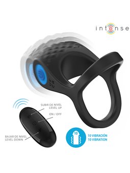 Intense - Alex Vibrator Double Penis Ring 10 Vibrations Black