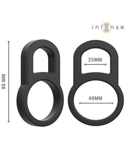 Intense Bobby - Doppio Anello Fallico in Silicone Nero