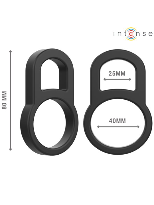 Intense Bobby - Doppio Anello Fallico in Silicone Nero