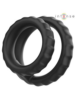 Intense Dewey - Doppio Anello Fallico in Silicone Nero