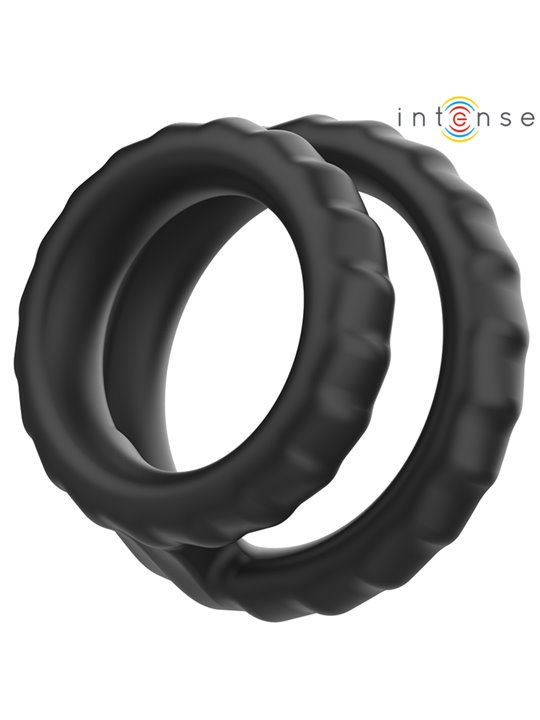 Intense - Dewey Double Silicone Penis Ring Black Model 2