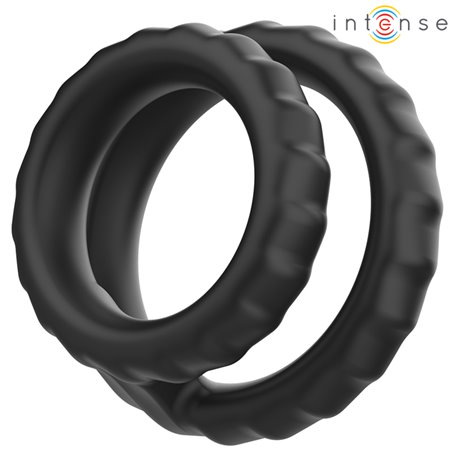 Intense Dewey - Doppio Anello Fallico in Silicone Nero