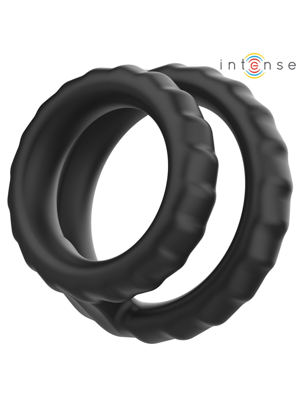 Intense Dewey - Doppio Anello Fallico in Silicone Nero