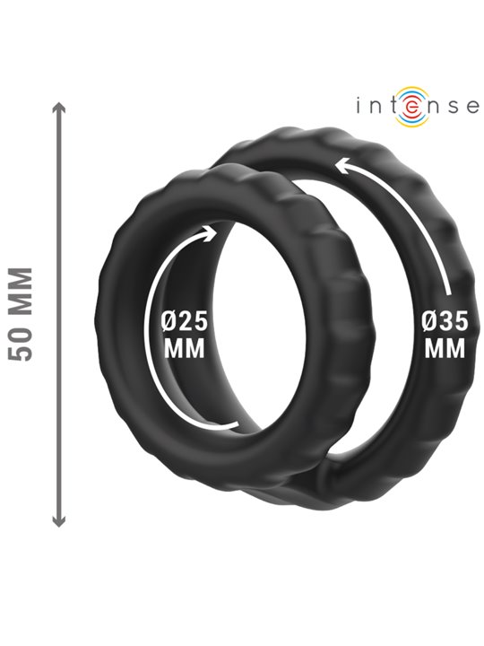 Intense Dewey - Doppio Anello Fallico in Silicone Nero