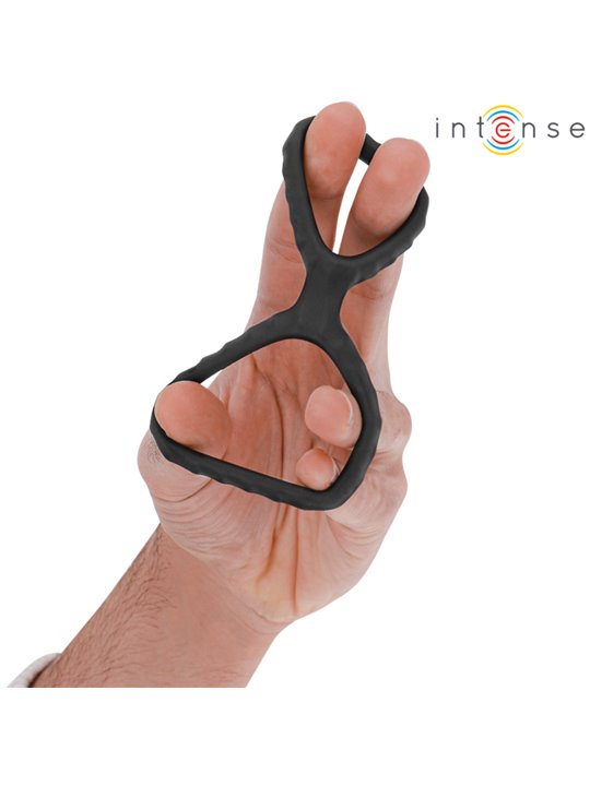 Intense Dewey - Doppio Anello Fallico in Silicone Nero