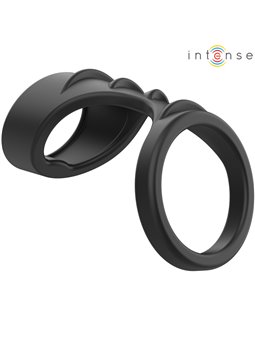 Intense Theo - Doppio Anello Fallico in Silicone Nero