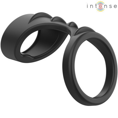Intense Theo - Doppio Anello Fallico in Silicone Nero