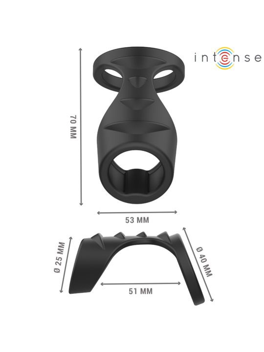 Intense Theo - Doppio Anello Fallico in Silicone Nero