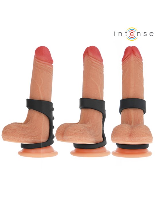 Intense Theo - Doppio Anello Fallico in Silicone Nero