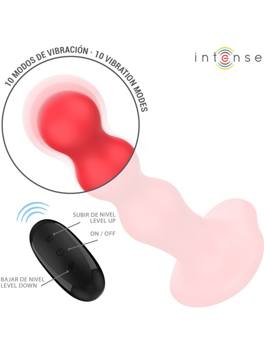 Intense - Cody Vibrator With Suction Cup Red Remote Control