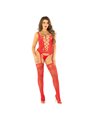Leg Avenue - Canotta + Perizoma + Calze a Rete Taglia Unica Rosso