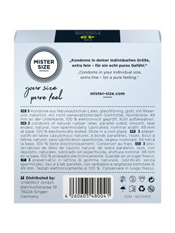 Mister Size - Preservativi Taglia S 49 Mm (3 Unità)