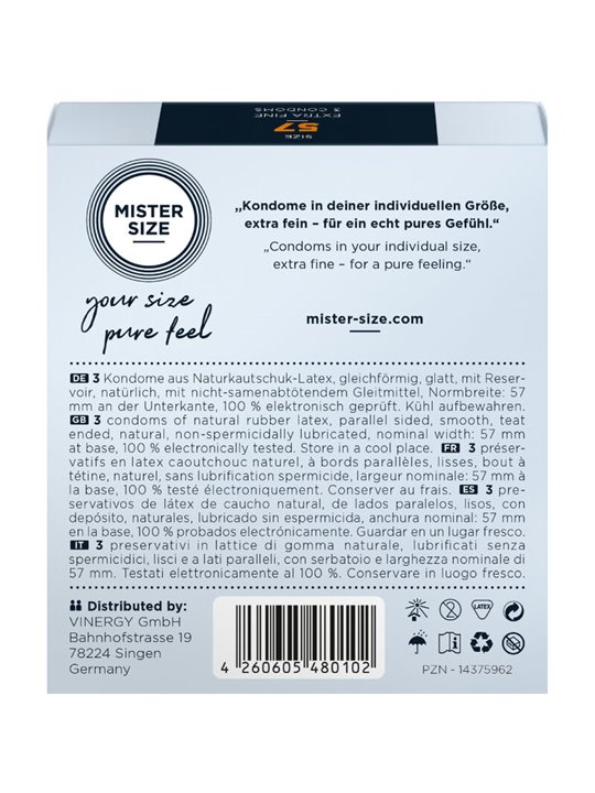 Mister Size - Condom Size L 57 Mm (3 Units)