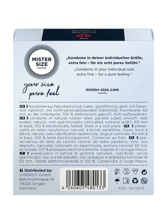Mister Size - Condom Size Xl 60 Mm (3 Units)