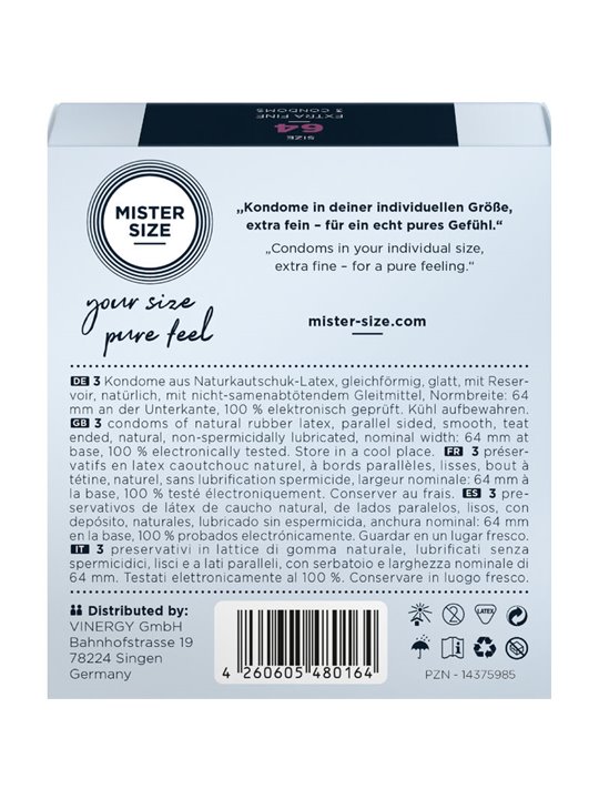 Mister Size - Preservativi Taglia XXL 64 Mm (3 Unità)