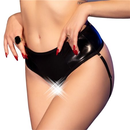 Chilirose CR 4841 - Slip in Pelle Vegana con Cavallo Aperto S/M Nero