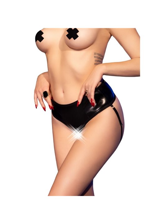 Chilirose CR 4841 - Slip in Pelle Vegana con Cavallo Aperto S/M Nero