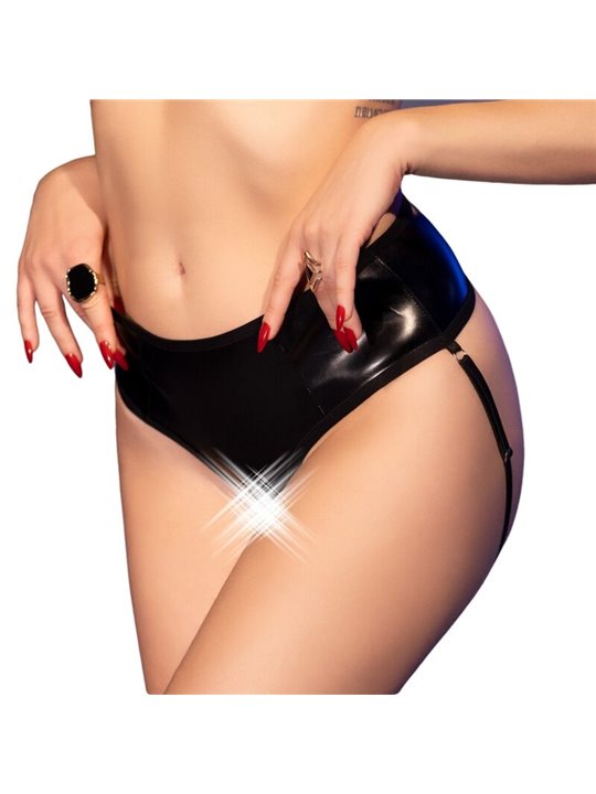 Chilirose CR 4841 - Slip in Pelle Vegana con Cavallo Aperto L/XL Nero